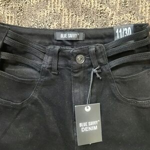 Black High Rise Short with Cut Outs at Hips